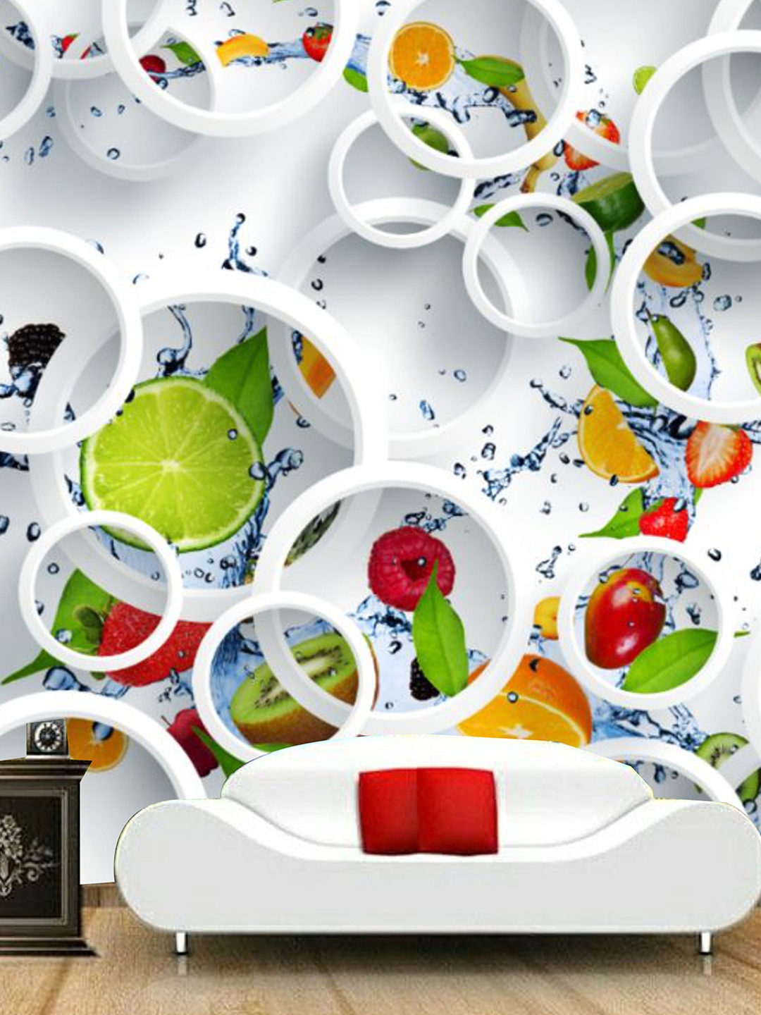 

KSHIRSA White Abstract-Printed Self Adhesive Removable Waterproof Wallpaper