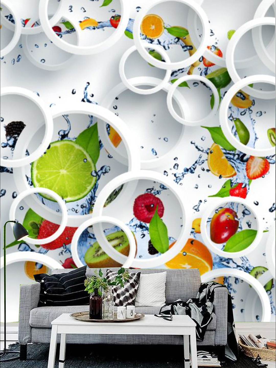

KSHIRSA White & Red Printed Self Adhesive Removable Waterproof Wallpaper