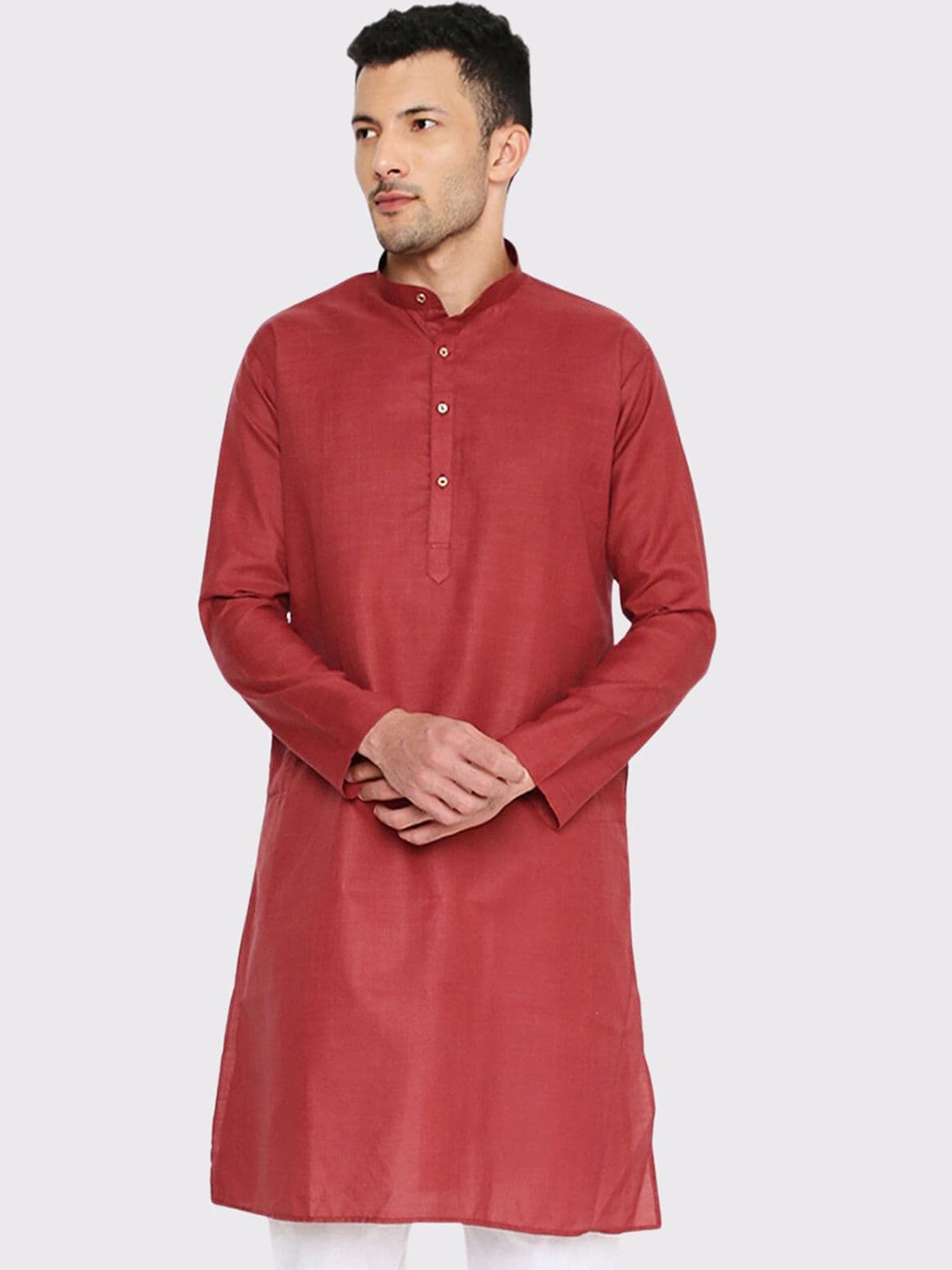 

Maharaja Band Collar Straight Kurta, Maroon