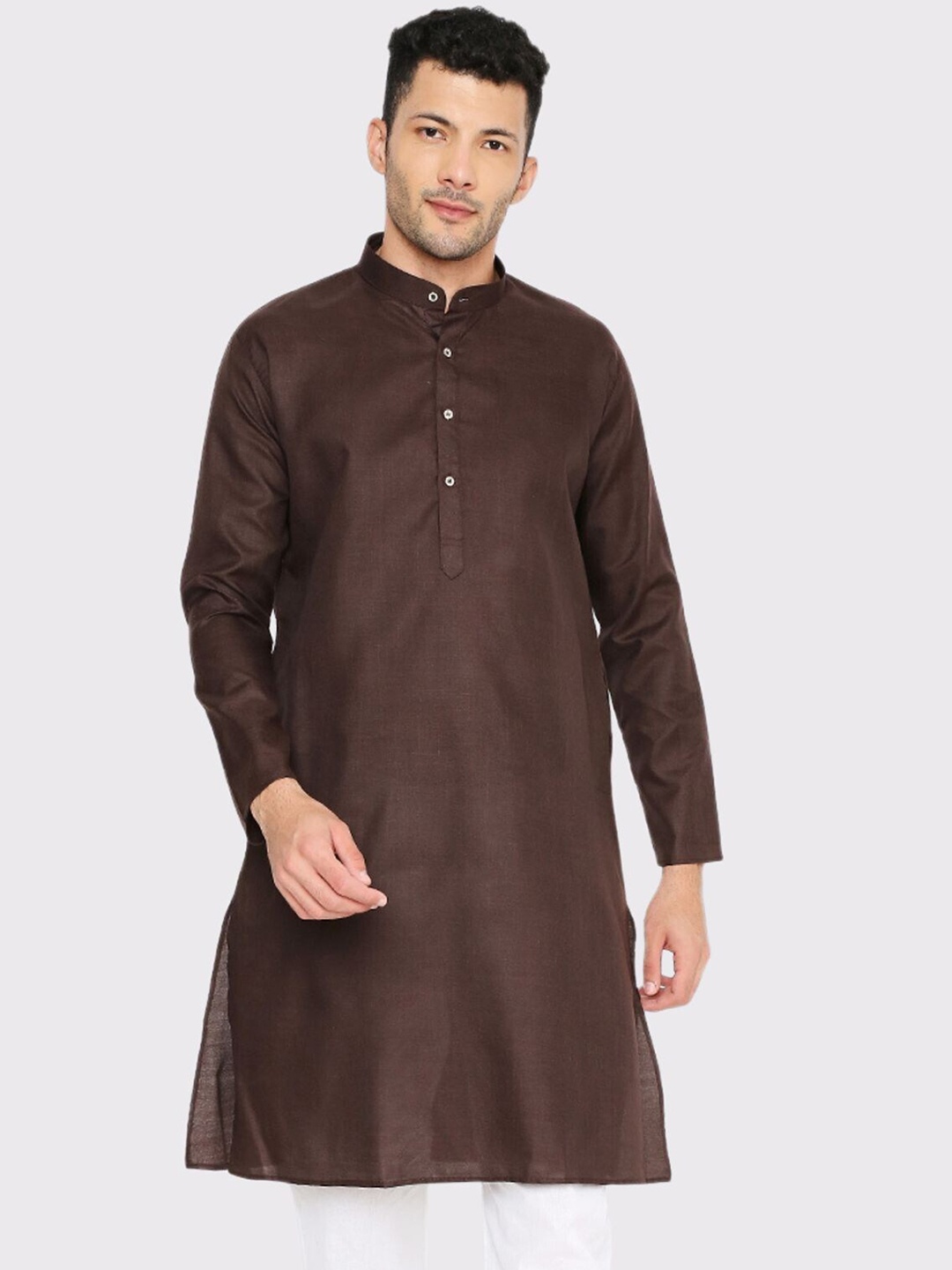 

Maharaja Mandarin Collar Straight Kurta, Brown