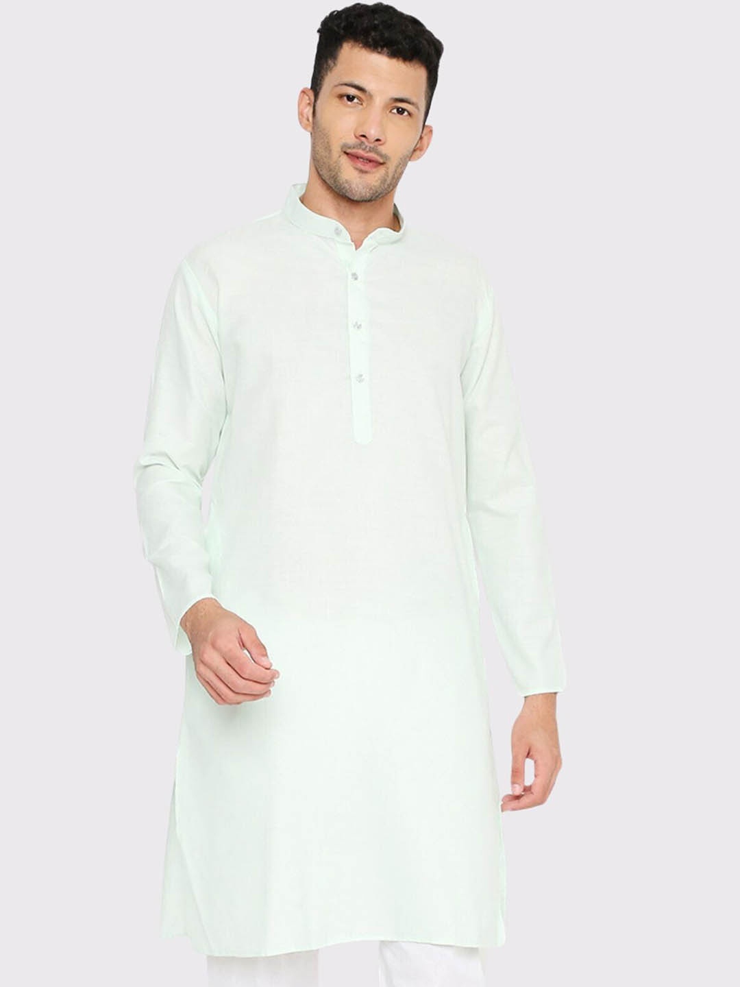 

Maharaja Band Collar Straight Kurta, Lime green