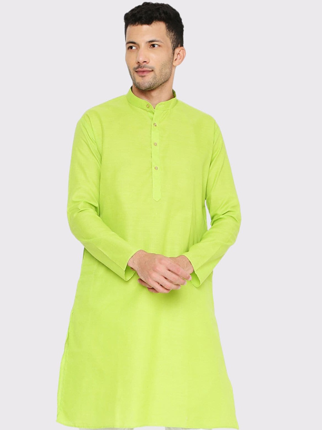 

Maharaja Mandarin Collar Straight Kurta, Fluorescent green