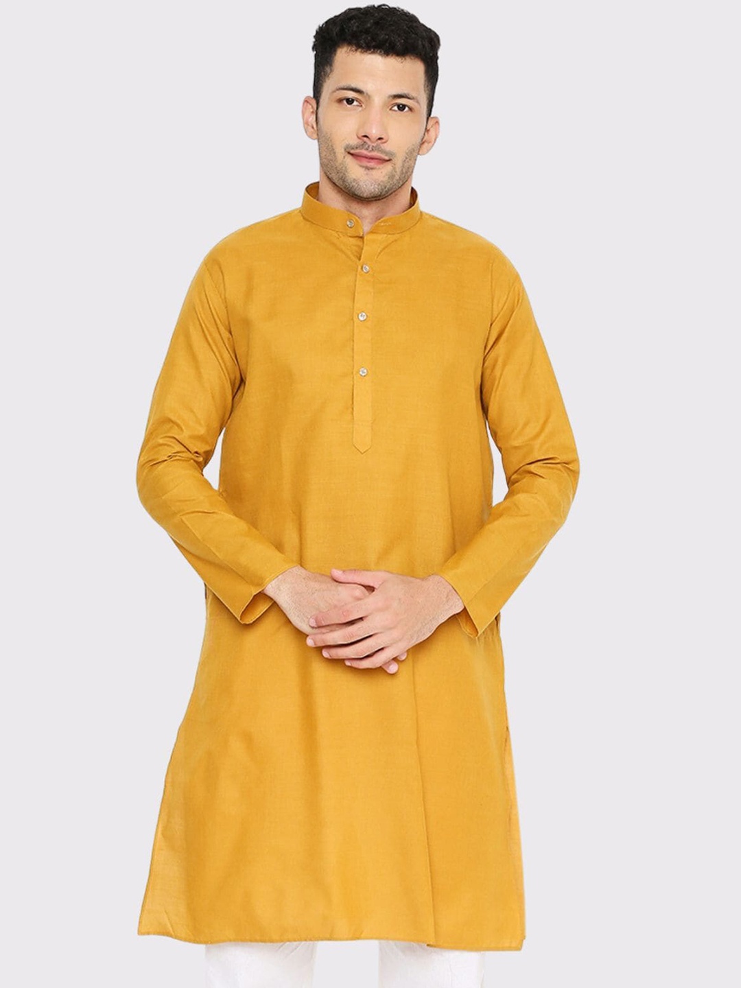 

Maharaja Band Collar Straight Kurta, Mustard
