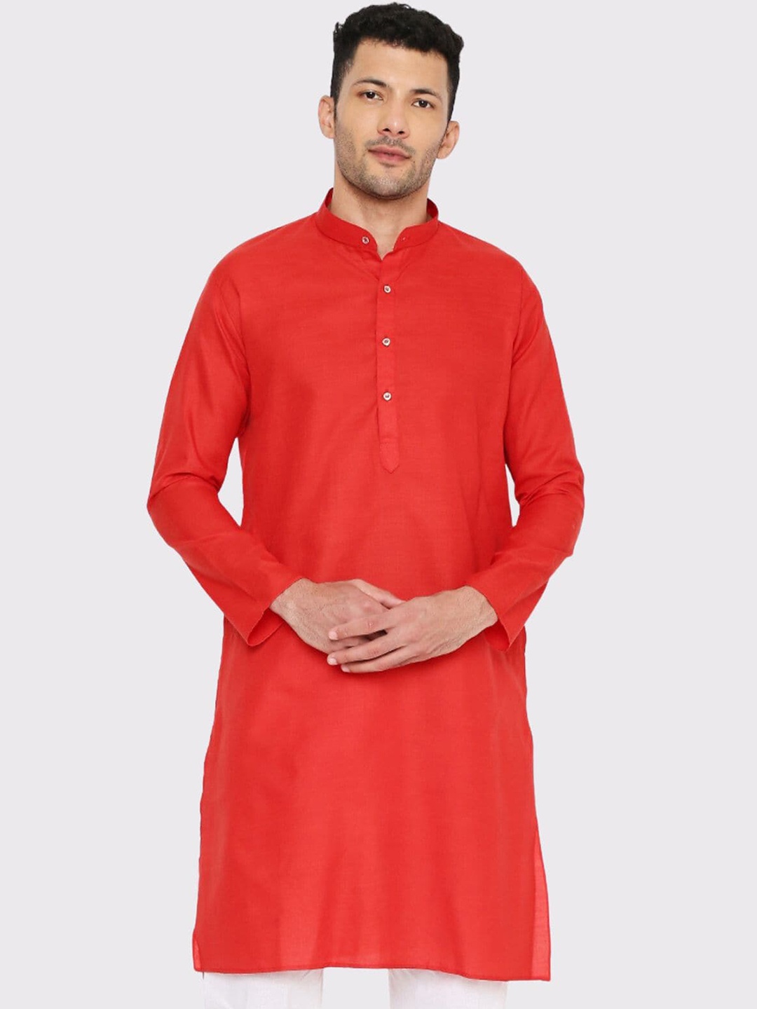 

Maharaja Band Collar Straight Kurta, Red