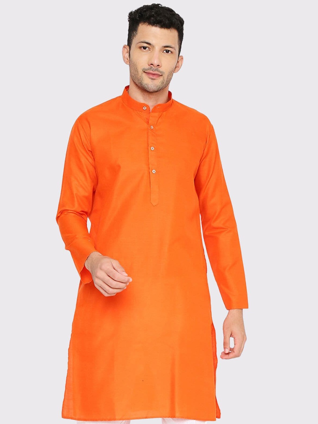 

Maharaja Band Collar Straight Kurta, Orange