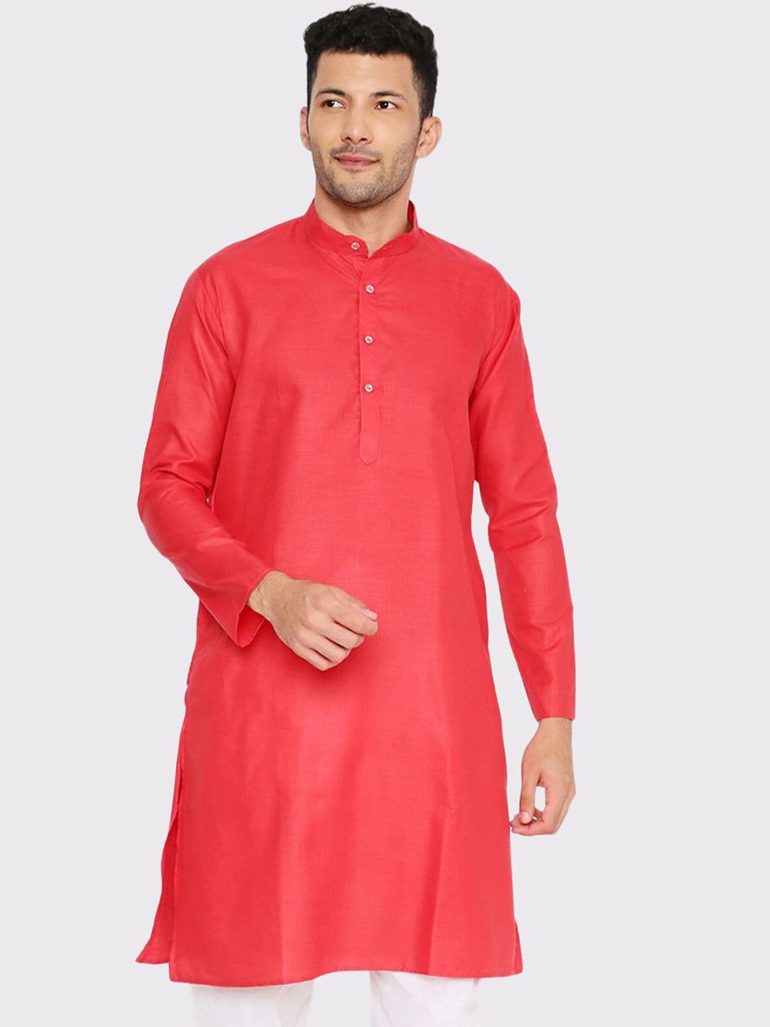 

Maharaja Mandarin Collar Straight Kurta, Red