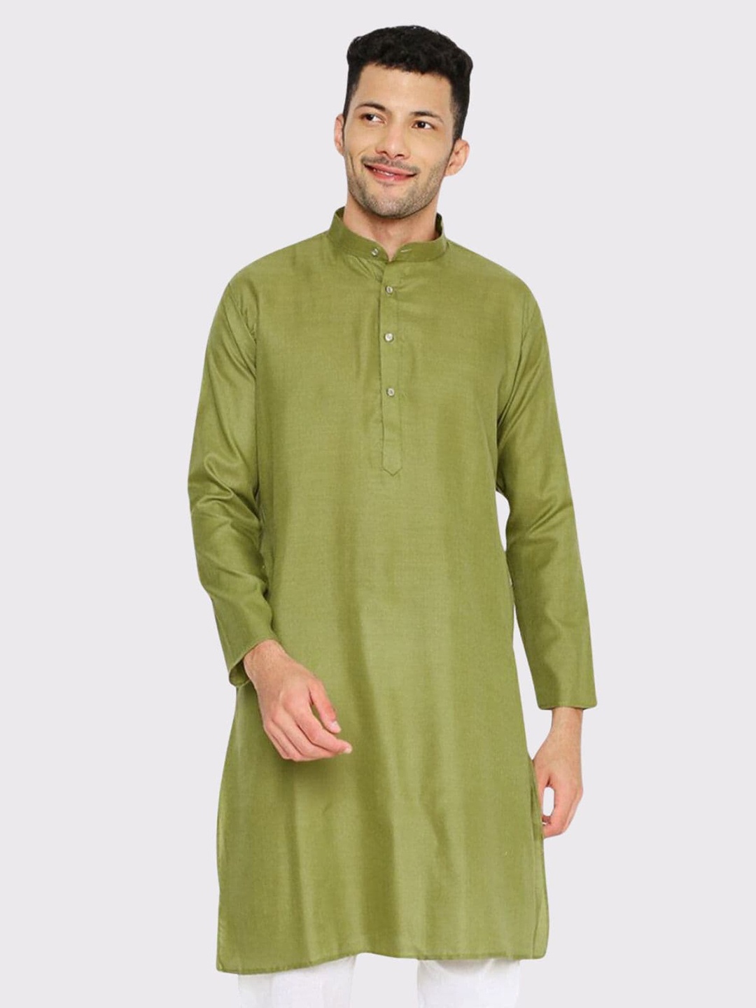 

Maharaja Band Collar Straight Kurta, Olive