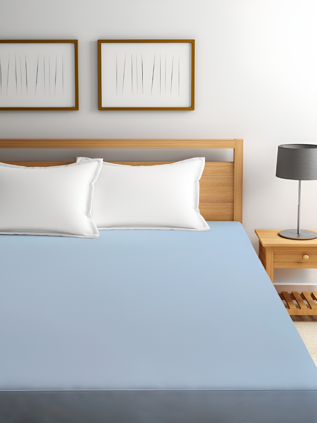 

GADDA CO Ultra Soft Waterproof Polycotton Blue Breathable Mattress Protector for Queen Bed