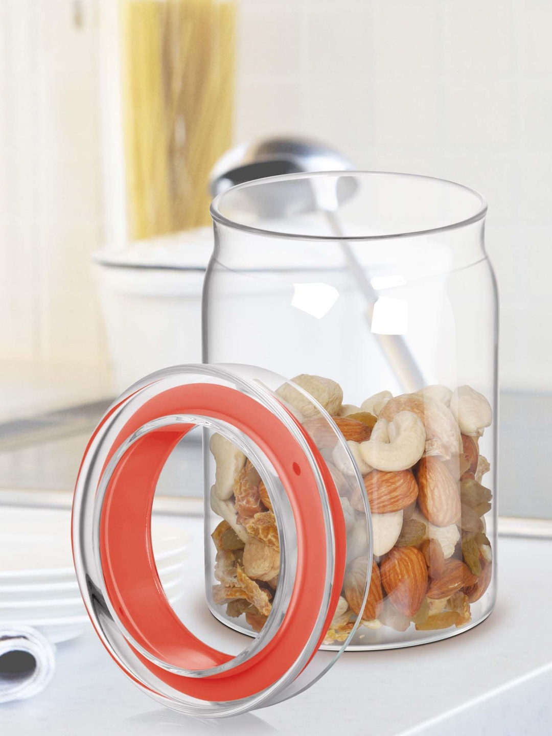 

Treo Alin Red & Transparent Glass Jar With Lid