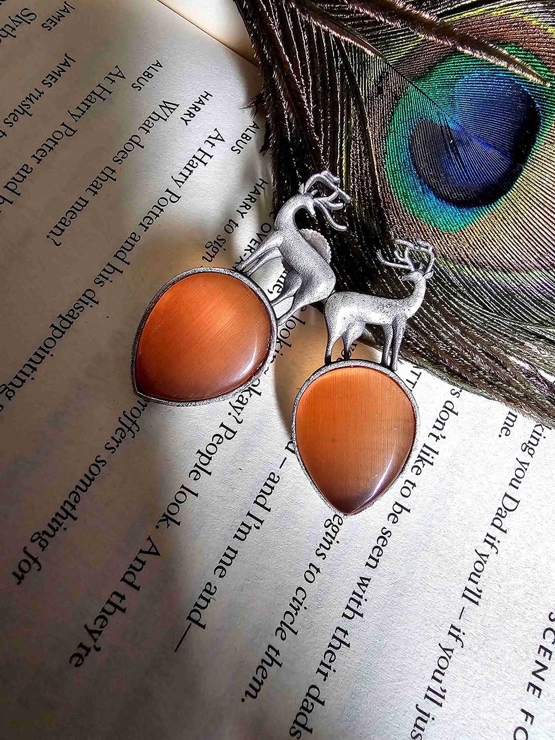 

Binnis Wardrobe Silver-Plated German Silver Contemporary Drop Earrings, Orange