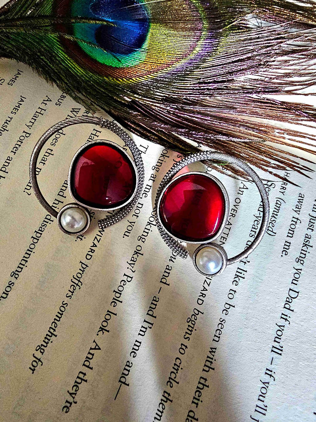

Binnis Wardrobe German Silver-Plated Stone-Studded Circular Studs Earrings