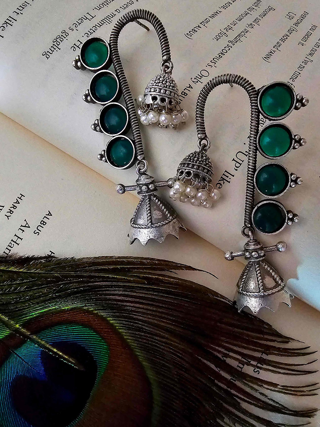 

Binnis Wardrobe Silver-Plated Artificial Beads Contemporary Drop Earrings