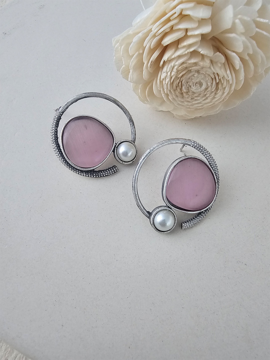 

Binnis Wardrobe Silver-Plated Artificial Beads Contemporary Studs Earrings