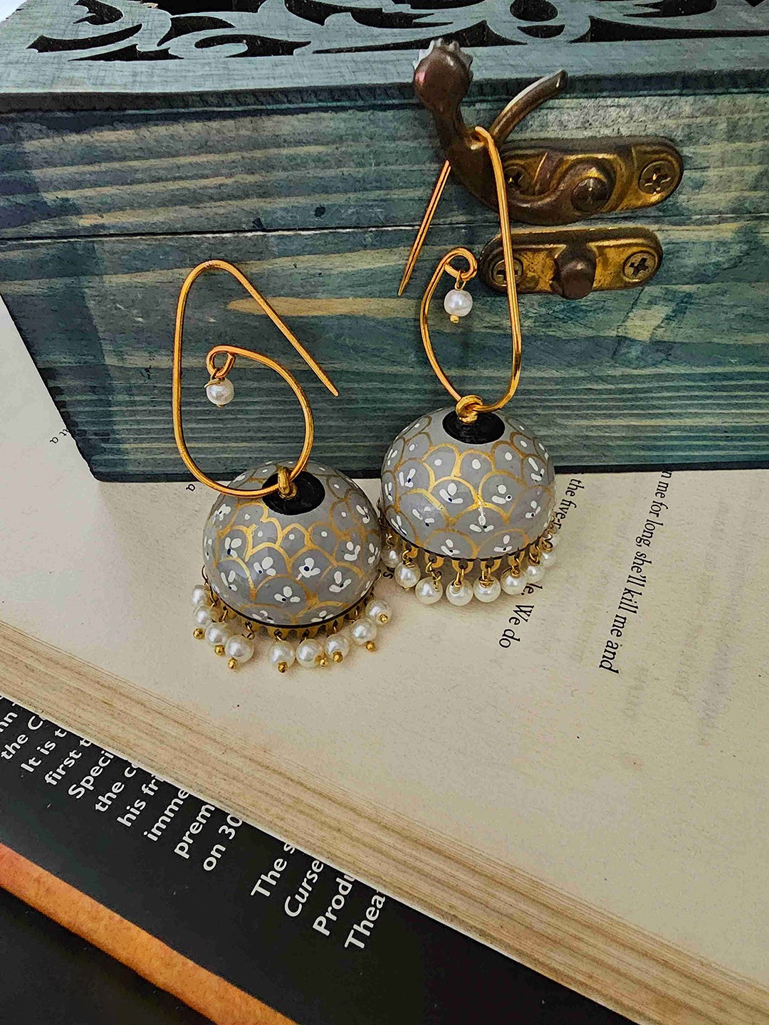 

Binnis Wardrobe Gold-Plated Dome Shaped Jhumkas, Grey