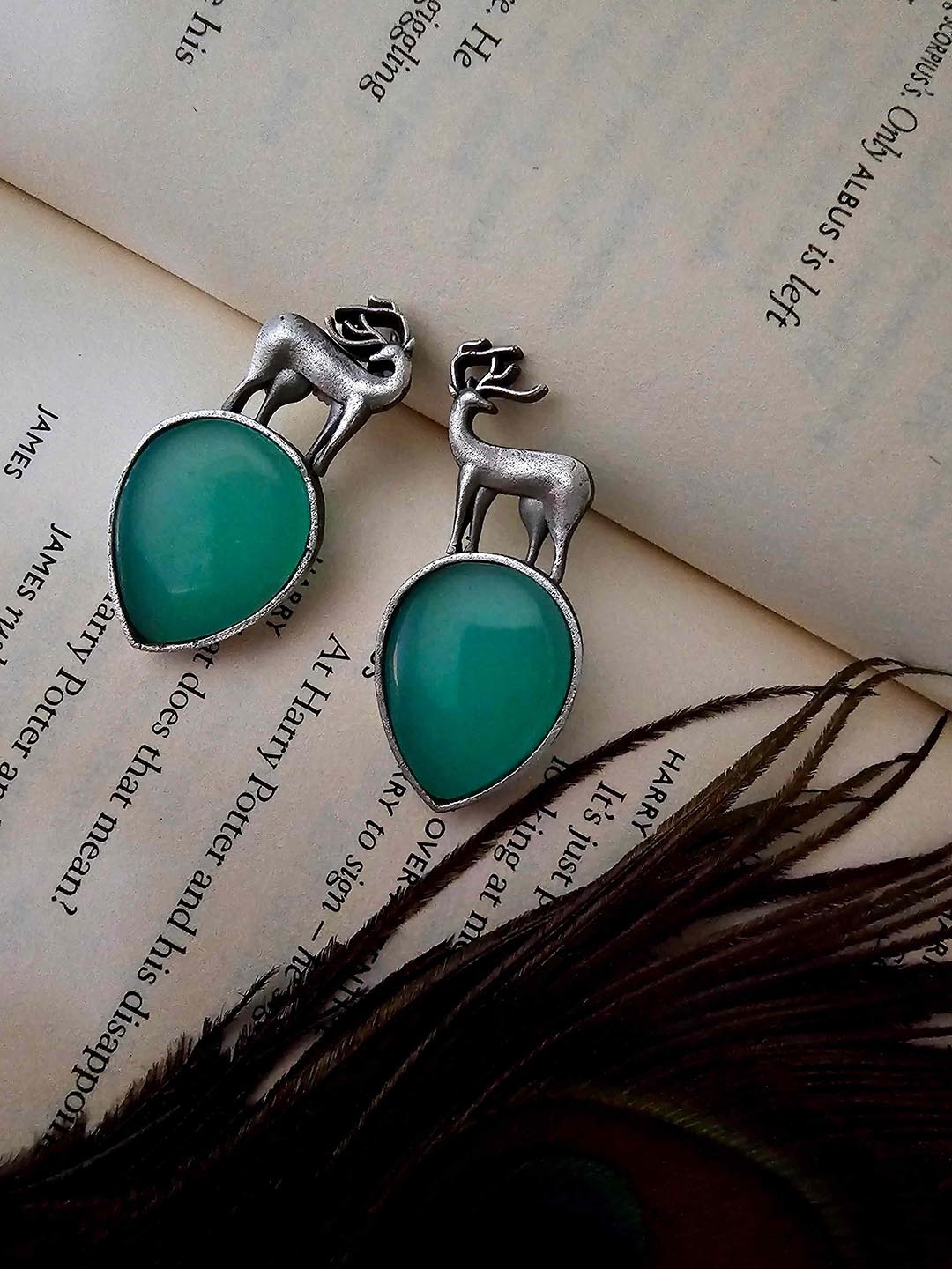 

Binnis Wardrobe Silver-Plated Artificial Beads Contemporary Studs Earrings