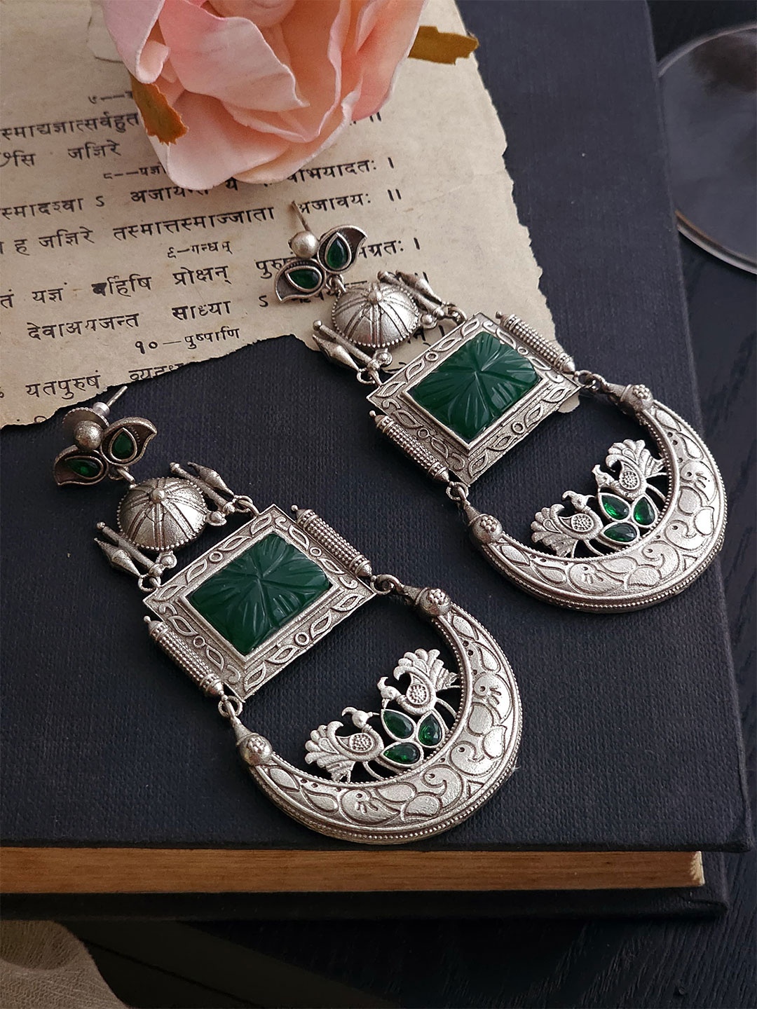 

Binnis Wardrobe Silver Plated Stone Studded Drop Earrings