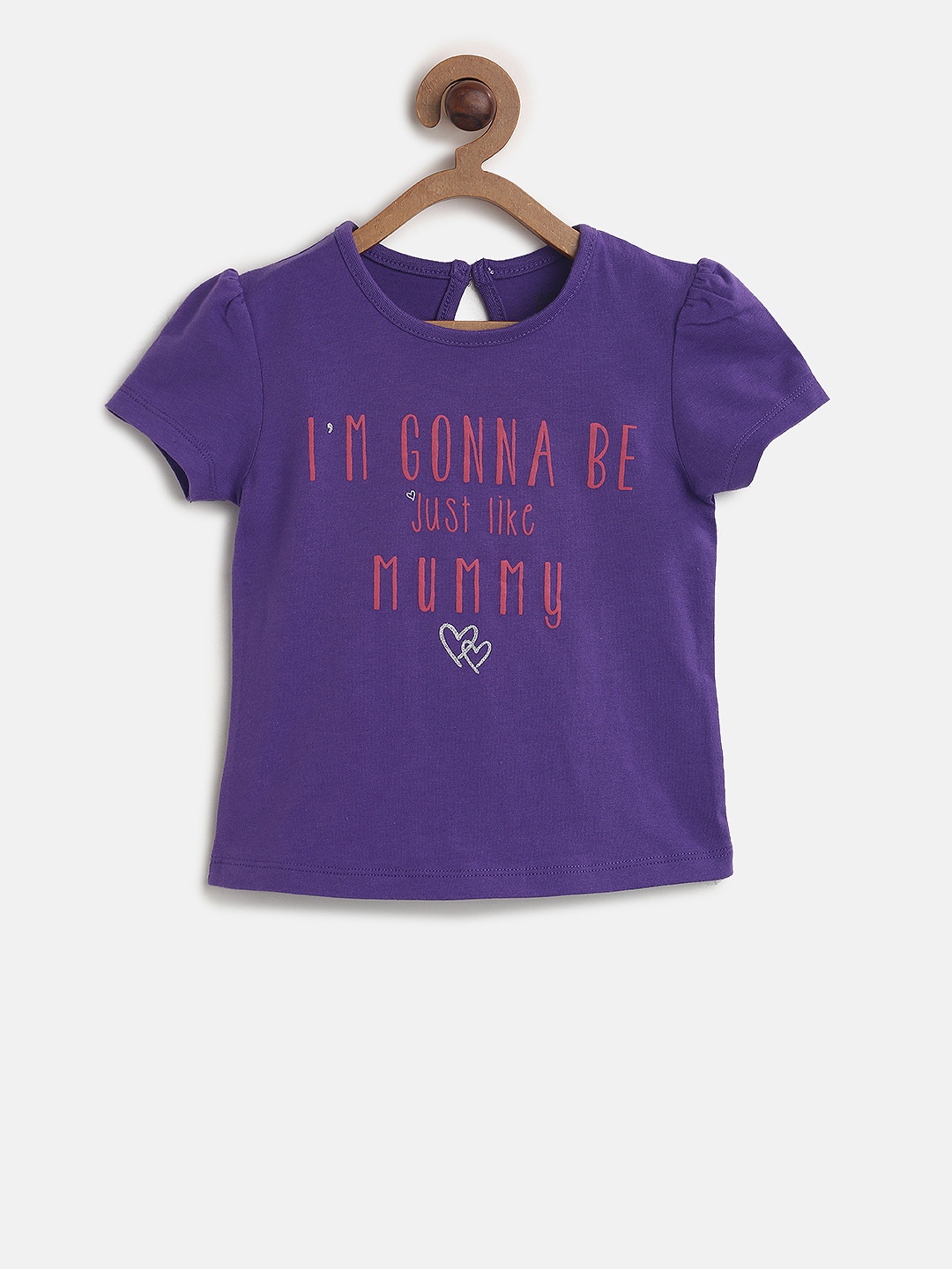 

MINI KLUB Girls Purple Printed Round Neck T-shirt