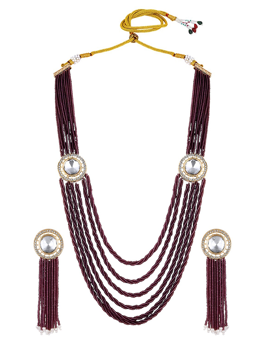 

Mahi Gold-Plated Stone-Studded & Beaded Layered Jewellery Set