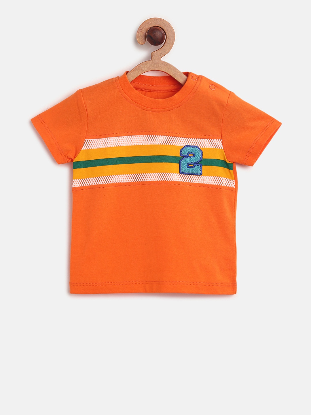 

MINI KLUB Boys Orange Printed Round Neck T-shirt