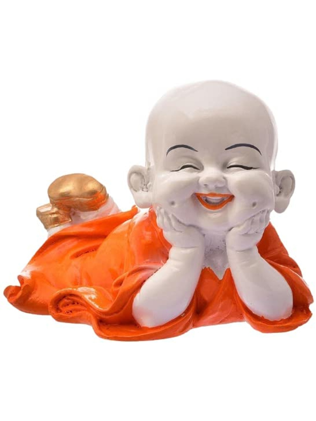 

Goldiluxe White & Orange Baby Buddha Idol Showpiece