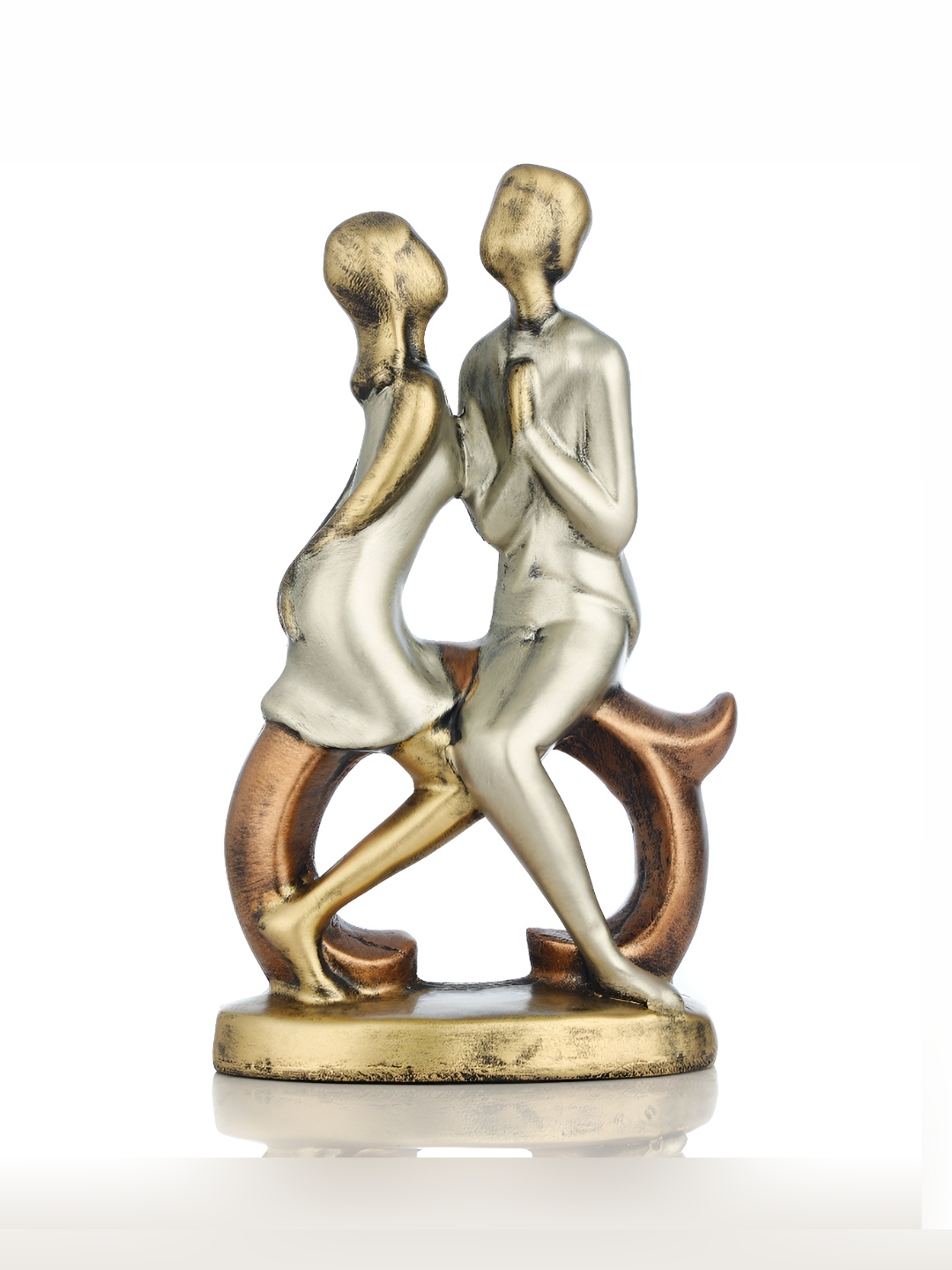 

Artarium LLP Silver Toned Textured Couple statue Showpiece