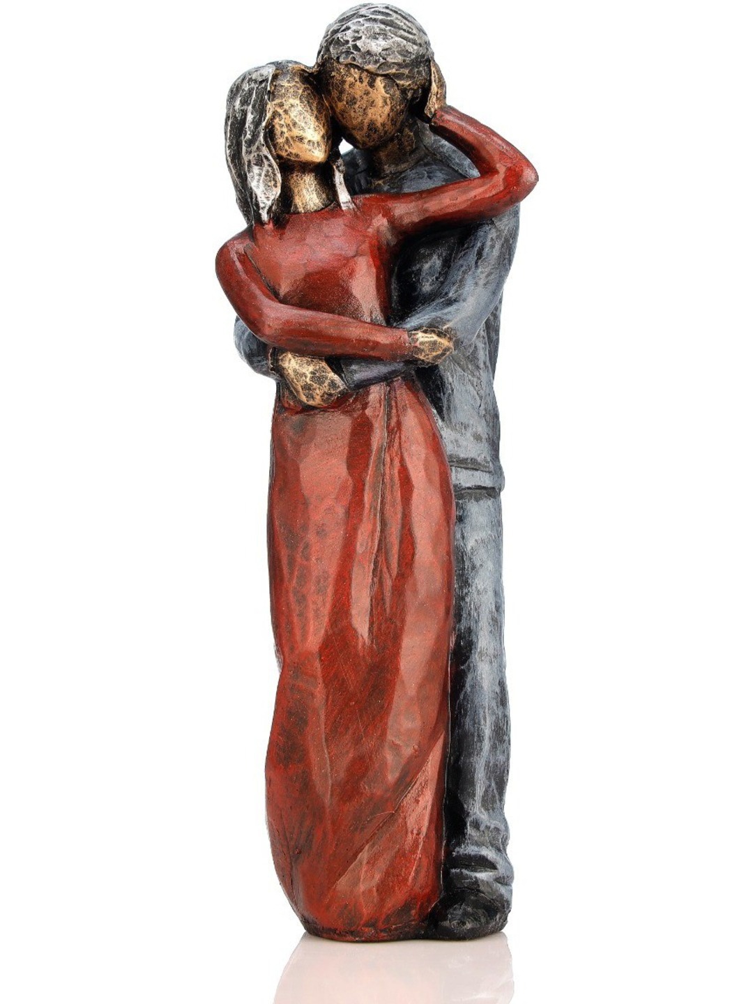 

Goldiluxe Silver Toned Textured Loving Couple Showpiece