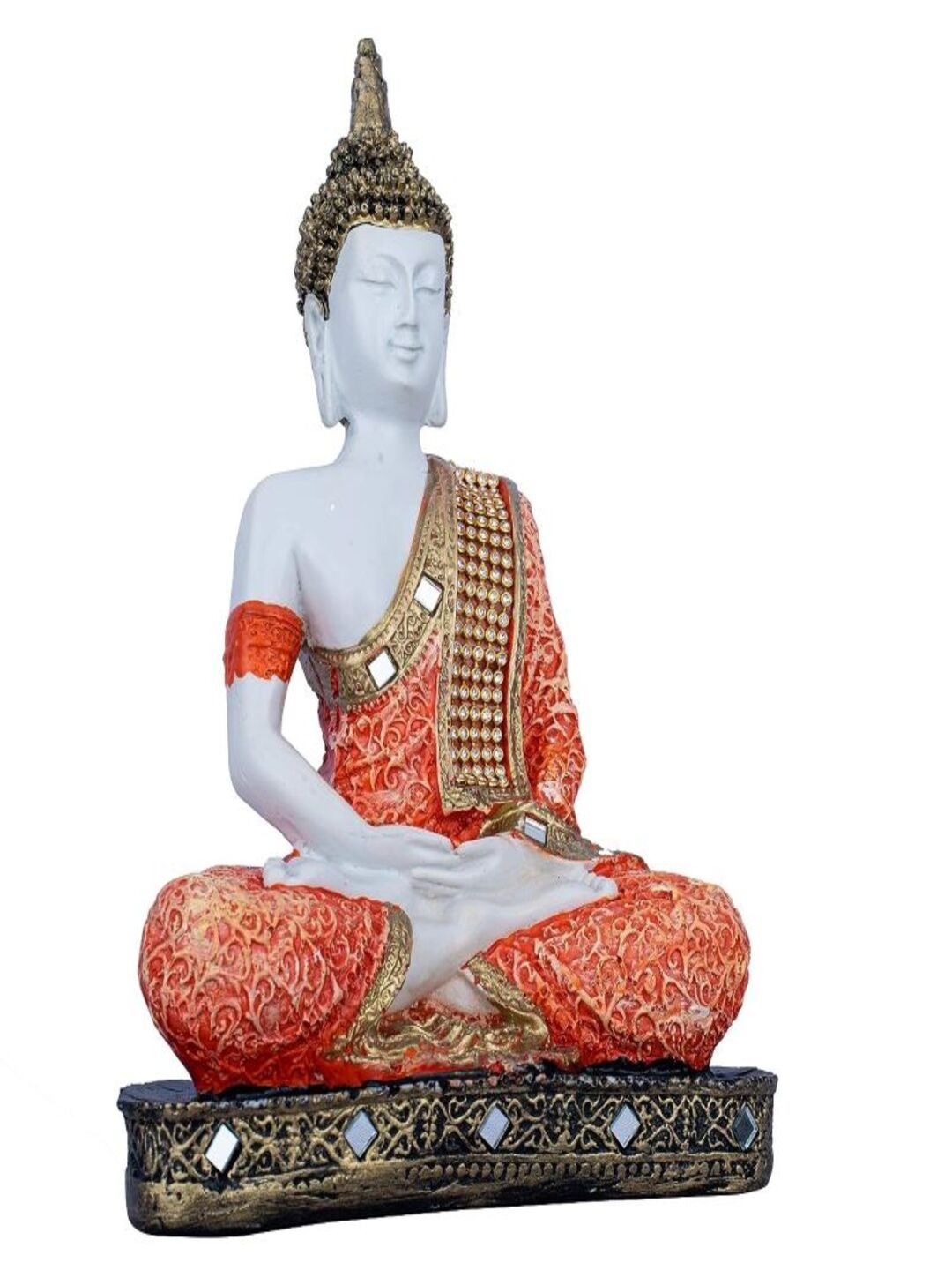 

Goldiluxe White & Gold Toned Religious Gautam Buddha Idol Showpiece