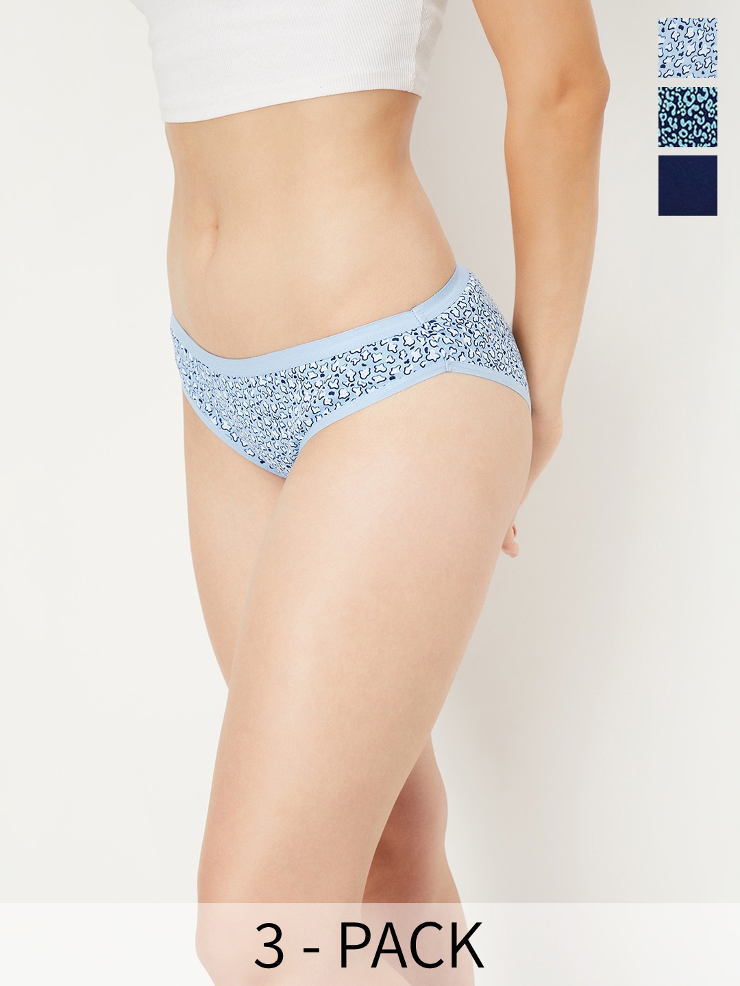 

max Pack Of 3 Printed Hipster Briefs, Navy blue