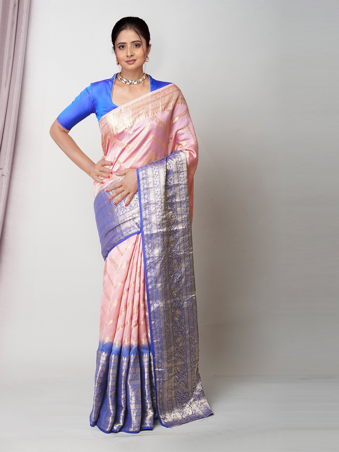 

Unnati Silks Woven Design Pure Silk Banarasi Chiniya Saree, Peach