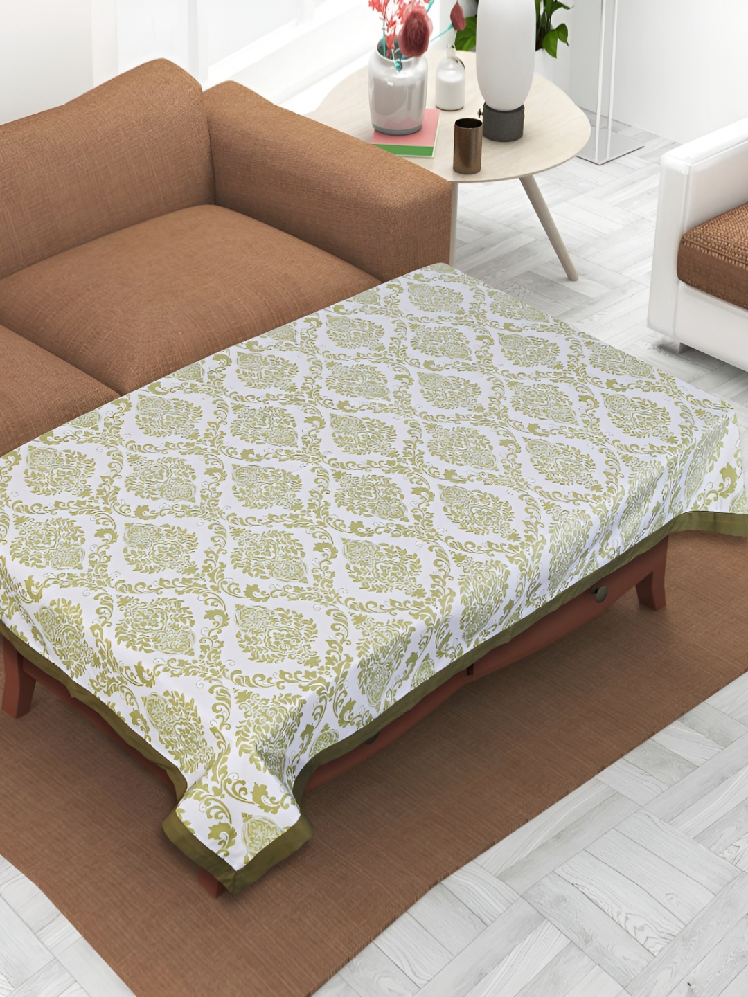 

Texstylers Lime Green & White Anti Slip Cotton 4 Seater Rectangle Table Cover