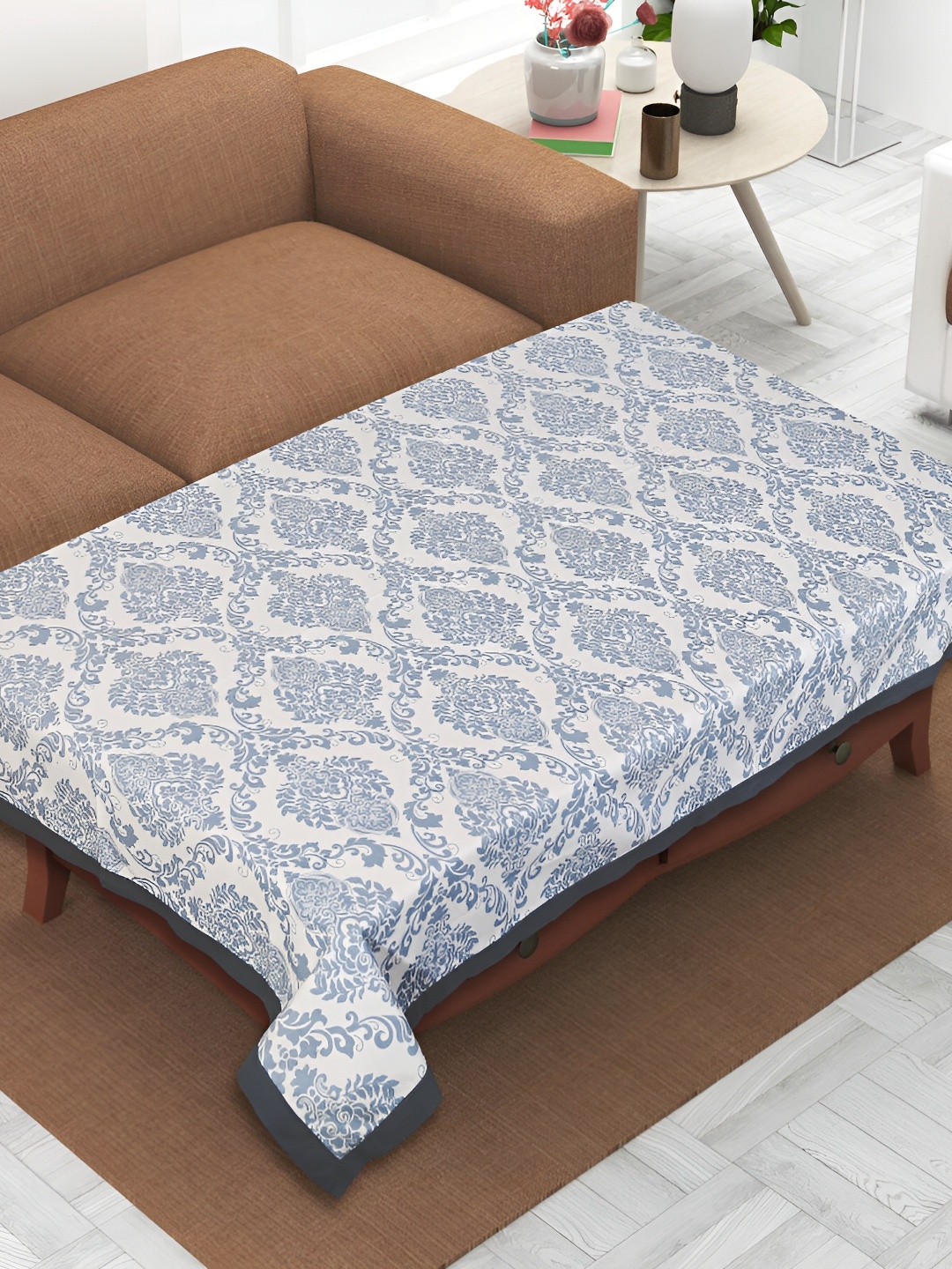 

Texstylers Blue & White Anti Slip Cotton 4 Seater Rectangle Table Cover