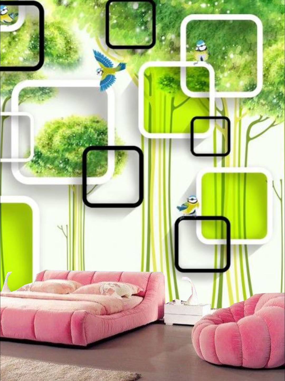 

KSHIRSA Green Abstract-Printed Self Adhesive Removable Waterproof Wallpaper
