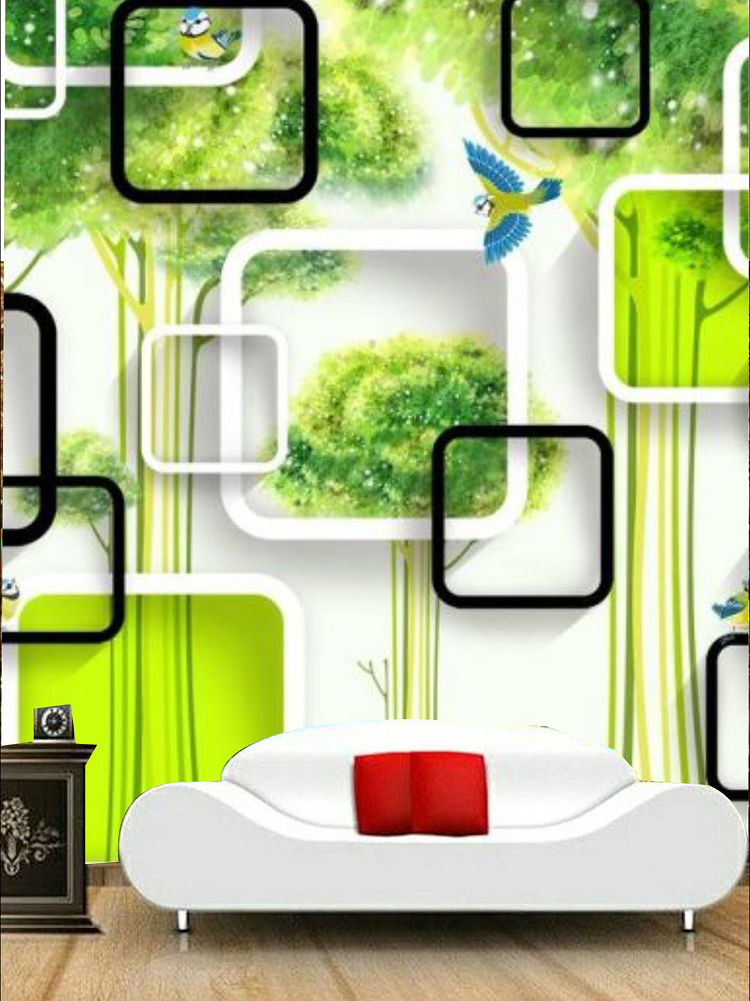 

KSHIRSA Green Abstract Printed Self Adhesive Removable Waterproof Wallpaper