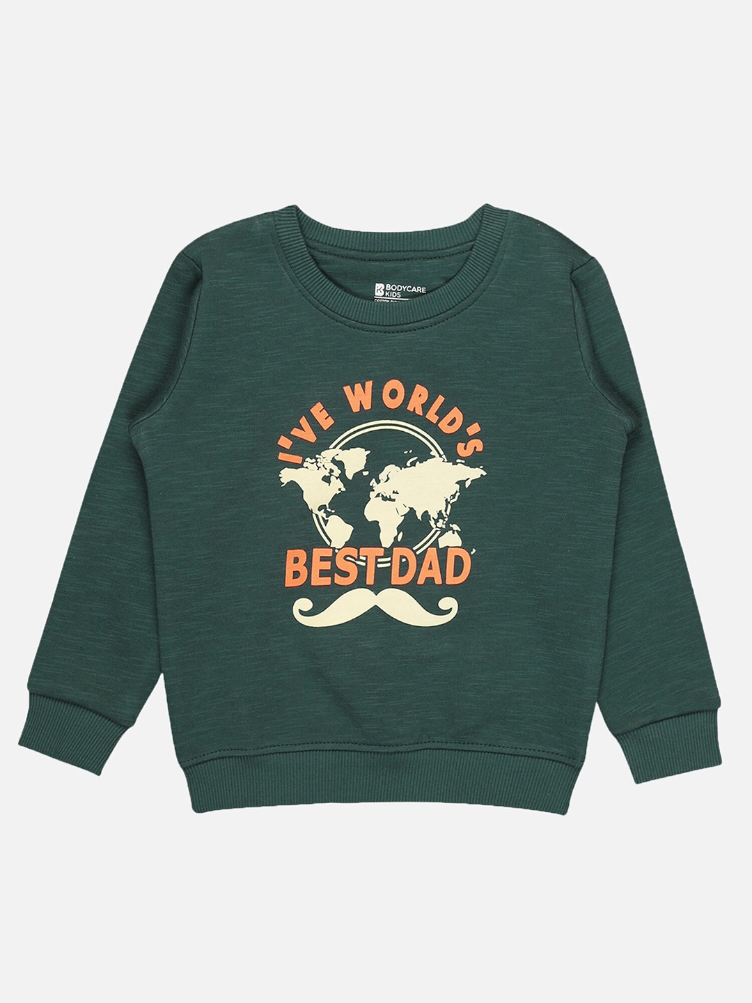 

Bodycare Kids Boys Typography Printed Pullover Fleece Sweatshirt, Green