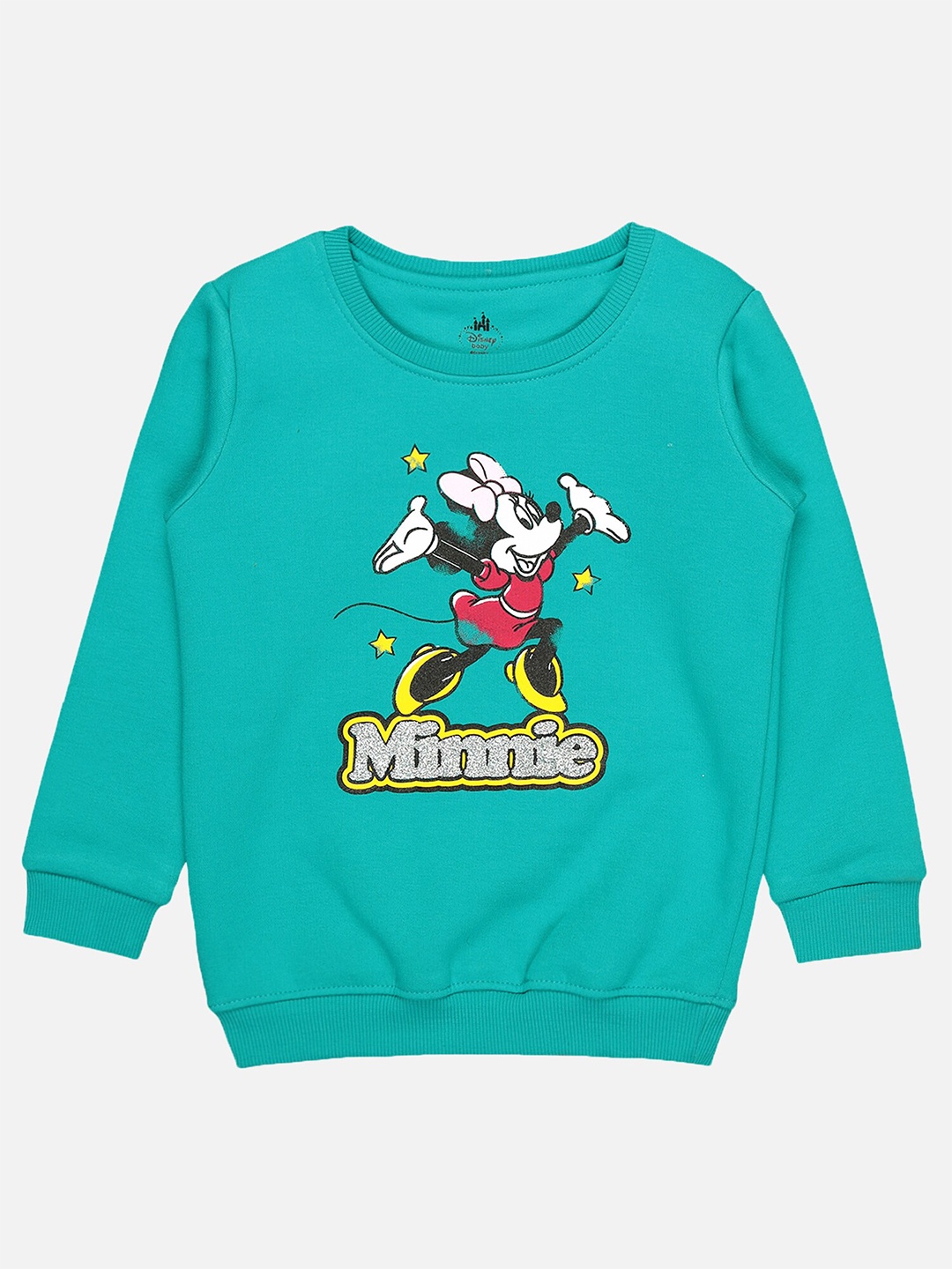 

Bodycare Kids Girls Minnie Mouse Printed Fleece Pullover Sweatshirt, Sea green