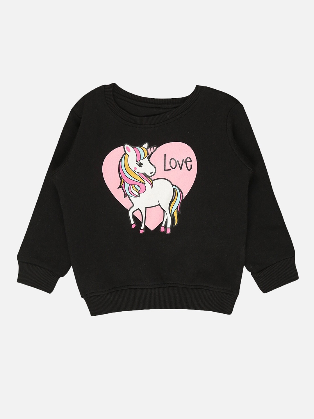 

Bodycare Kids Girls Graphic Printed Pullover Fleece Sweatshirt, Black