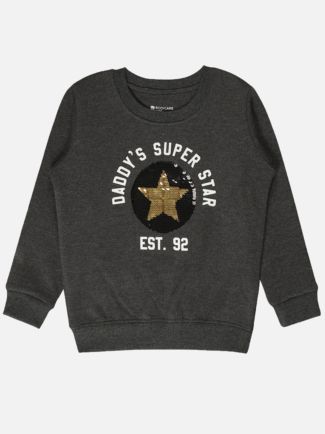 

Bodycare Kids Infant Boys Typography Printed Fleece Sweatshirt, Charcoal