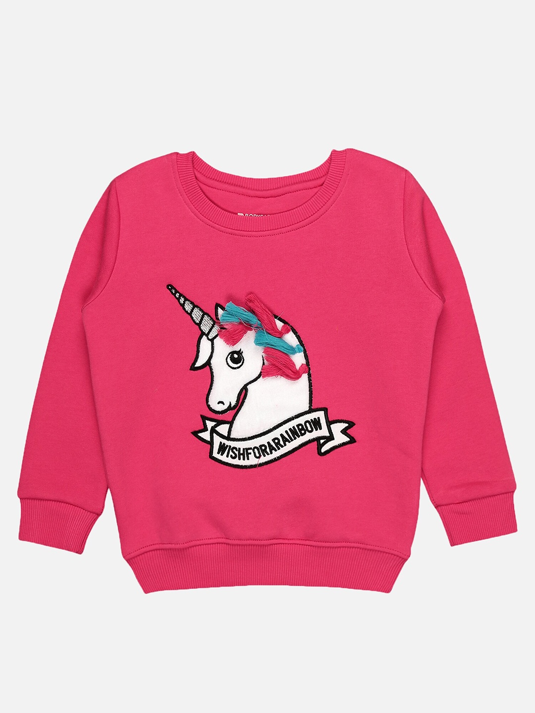 

Bodycare Kids Girls Graphic Printed Pullover Fleece Sweatshirt, Fuchsia