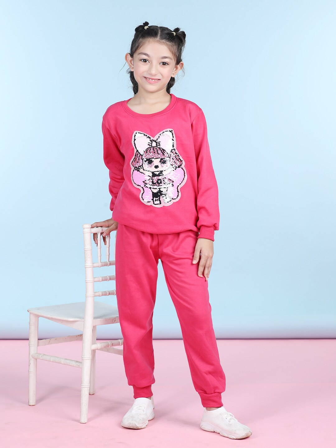

Cutiekins Girls Embellished Sweatshirt With Trackpant, Pink
