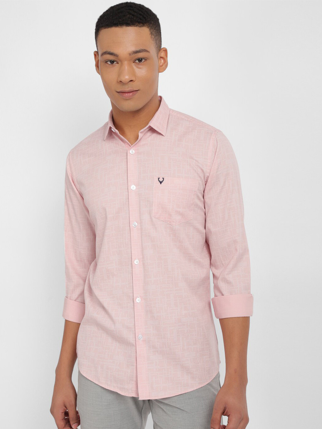 

Allen Solly Slim Fit Printed Pure Cotton Casual Shirt, Pink