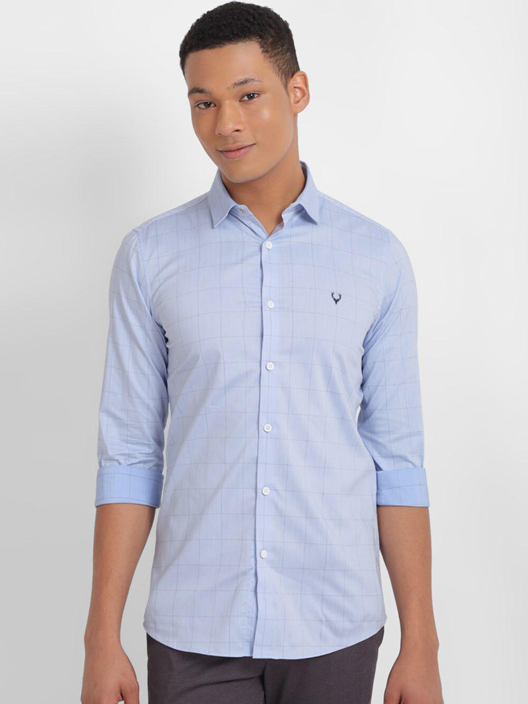 

Allen Solly Slim Fit Checked Pure Cotton Casual Shirt, Blue