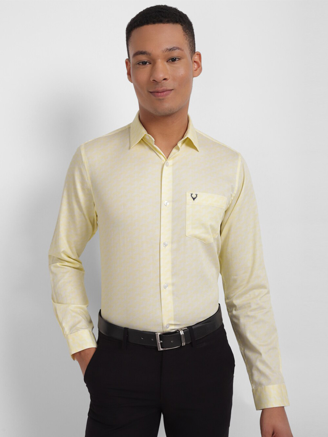 

Allen Solly Slim Fit Printed Pure Cotton Formal Shirt, Yellow