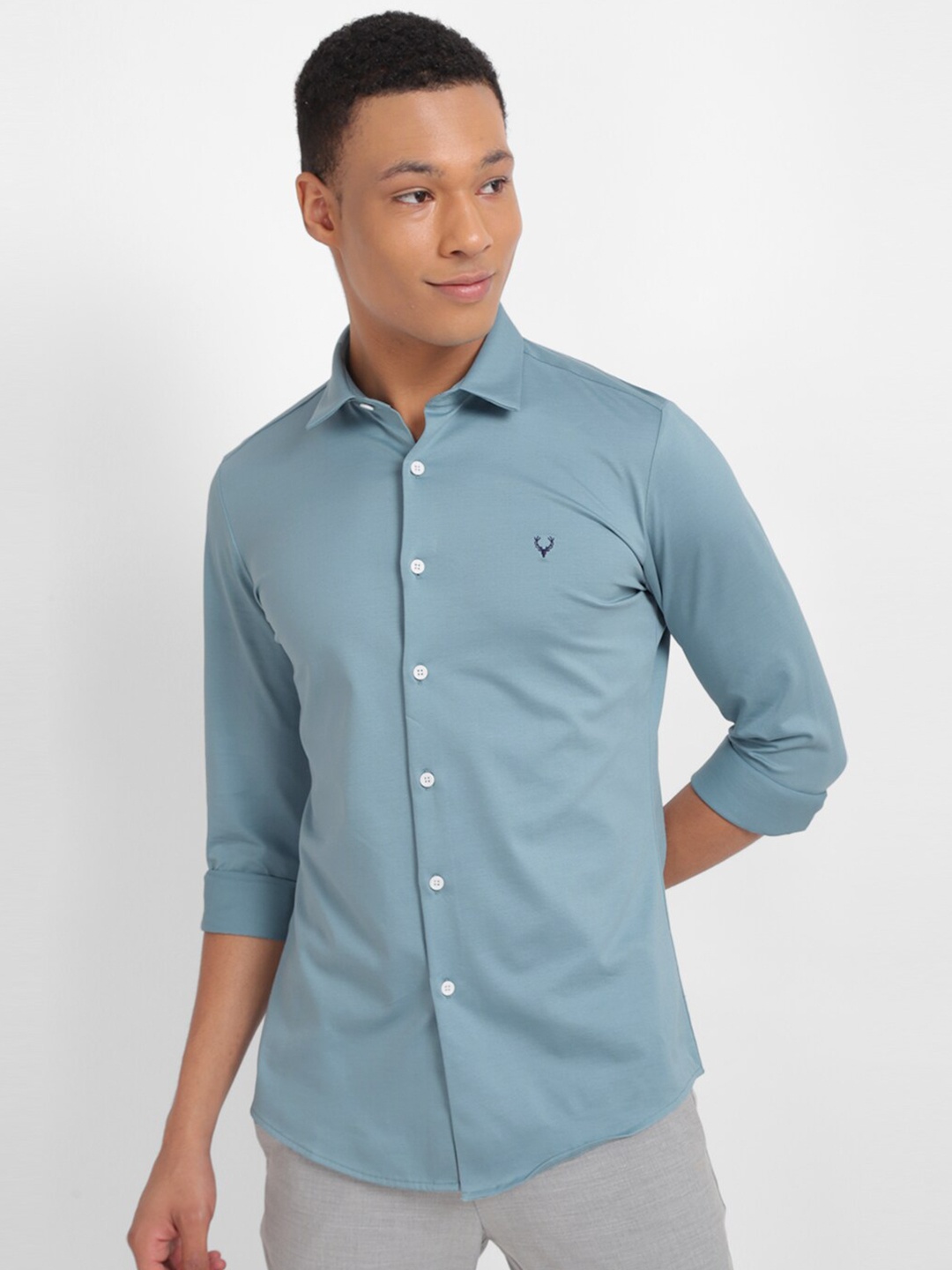 

Allen Solly Slim Fit Spread Collar Long Sleeves Cotton Casual Shirt, Blue