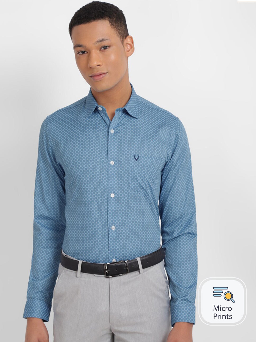 

Allen Solly Slim Fit Printed Pure Cotton Formal Shirt, Blue