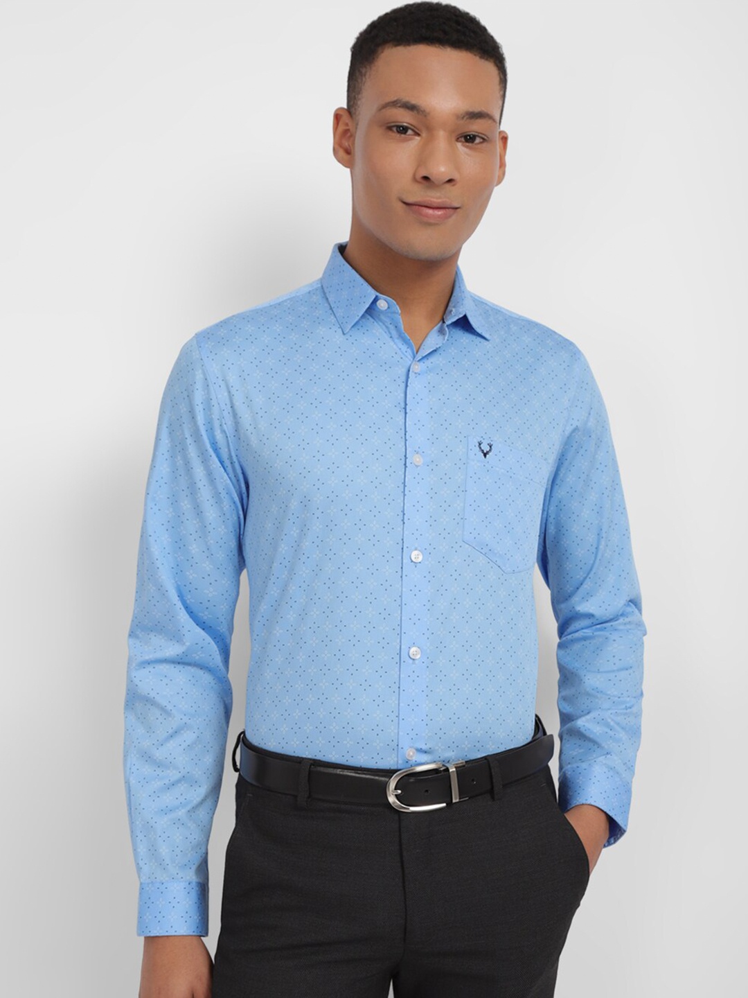 

Allen Solly Slim Fit Printed Pure Cotton Formal Shirt, Blue