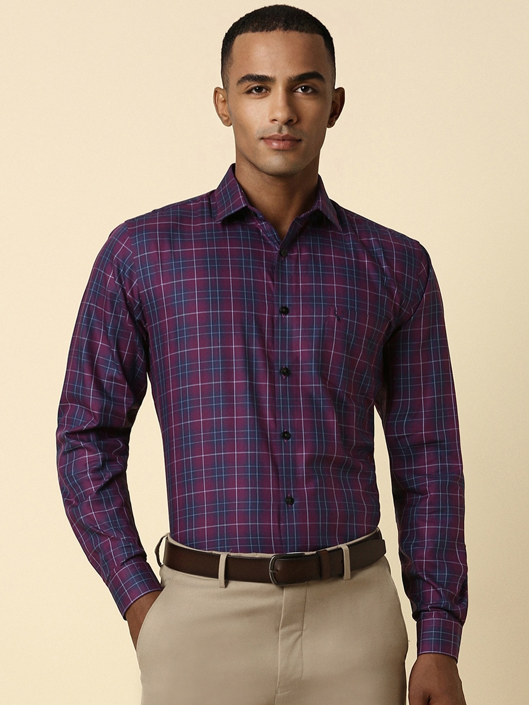 

Allen Solly Men Purple Slim Fit Checked Formal Shirt