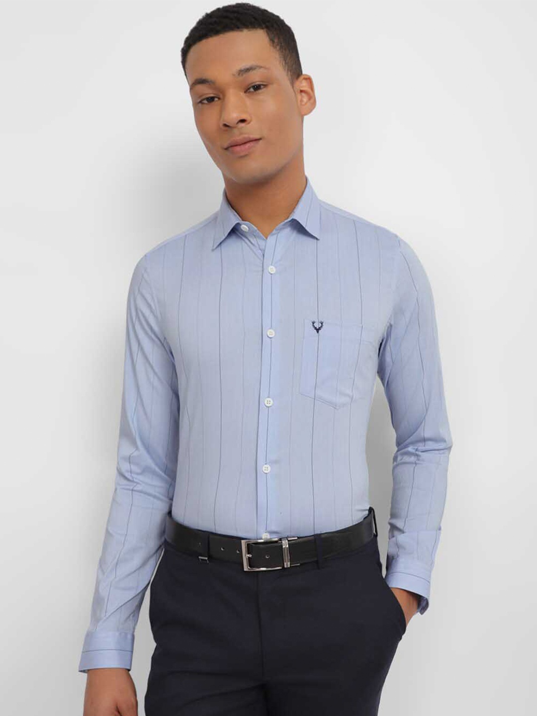 

Allen Solly Slim Fit Striped Formal Shirt, Blue