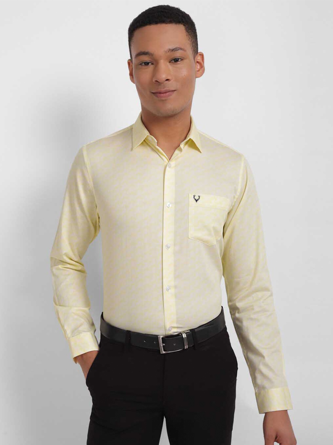 

Allen Solly Slim Fit Abstract Printed Pure Cotton Formal Shirt, Yellow