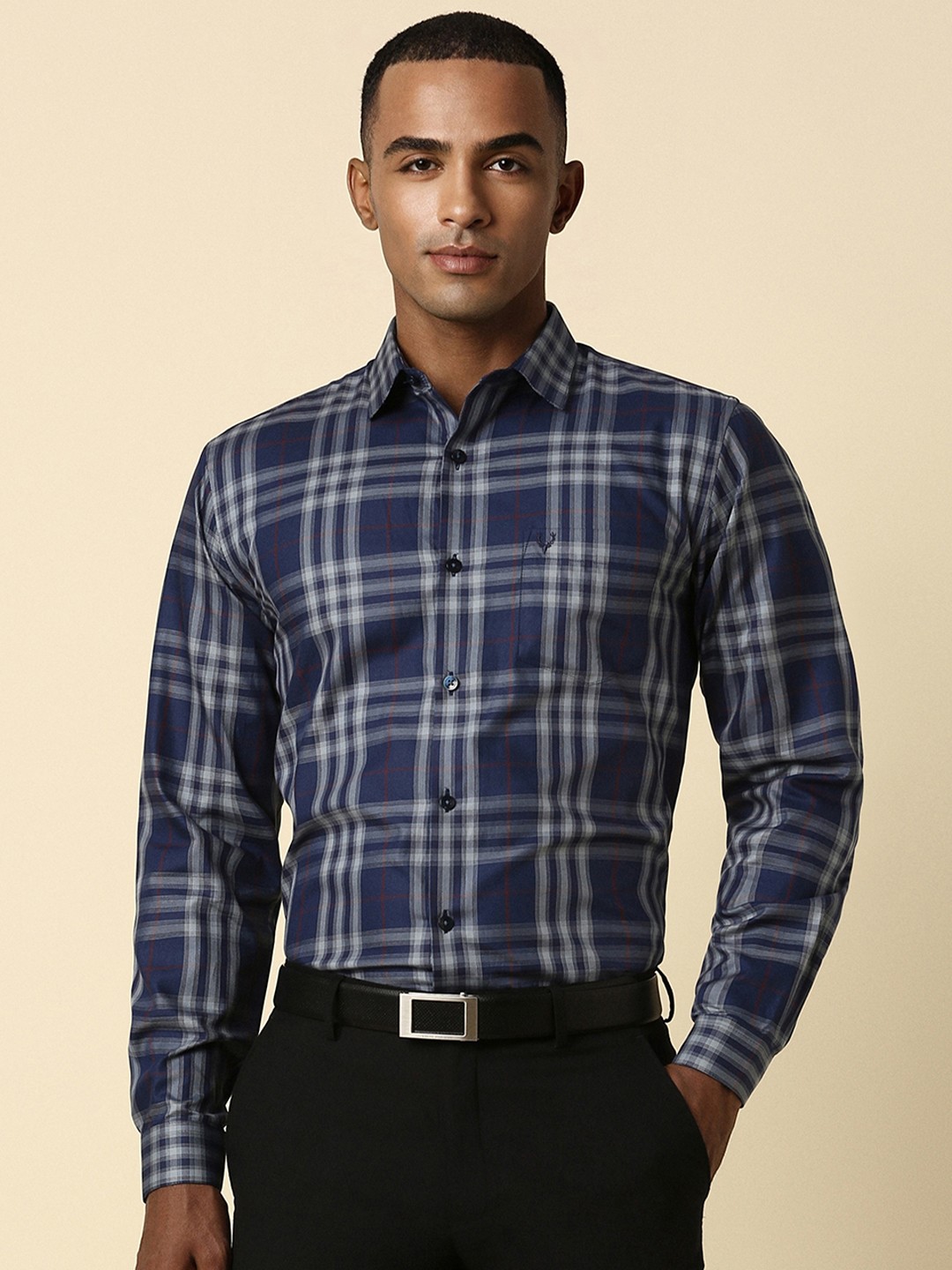 

Allen Solly Men Blue Slim Fit Checked Formal Shirt
