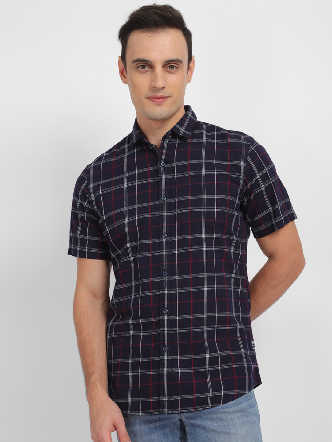 

Allen Solly Checked Pure Cotton Casual Shirt, Navy blue